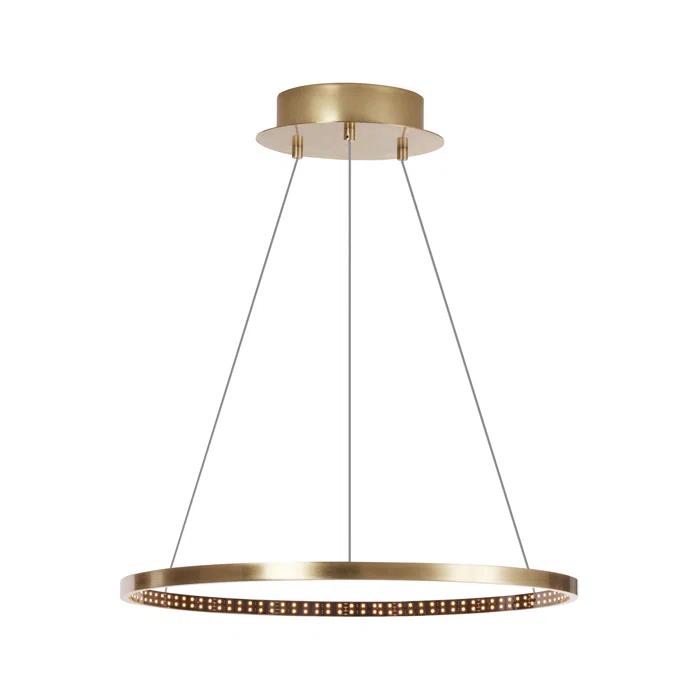 Natural Brass 24" LED Chandelier with Integrated Light