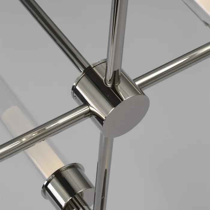Polished Nickel 12-Light LED Chandelier with Glass Cylinders
