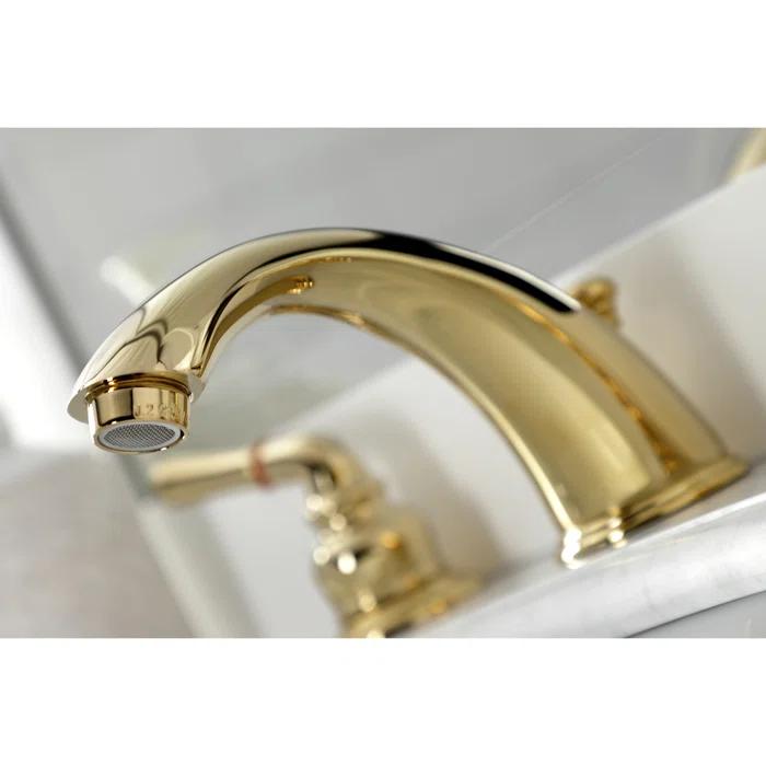 Kingston Brass KB962B Kingston Brass Magellan Two-Handle 3-Hole Deck Mount Widespread Bathroom Faucet with Brass Pop-Up Drain