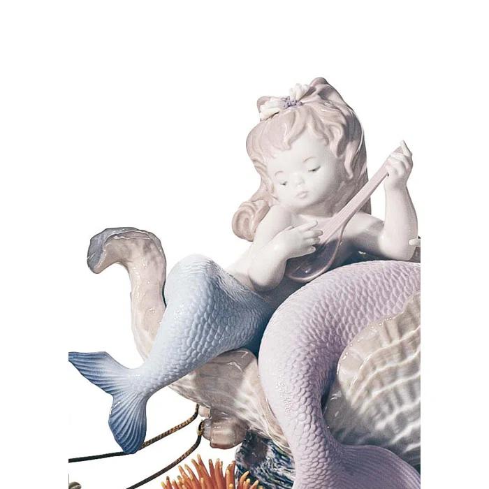 Handcrafted Porcelain Mermaid Figurine with Seahorses