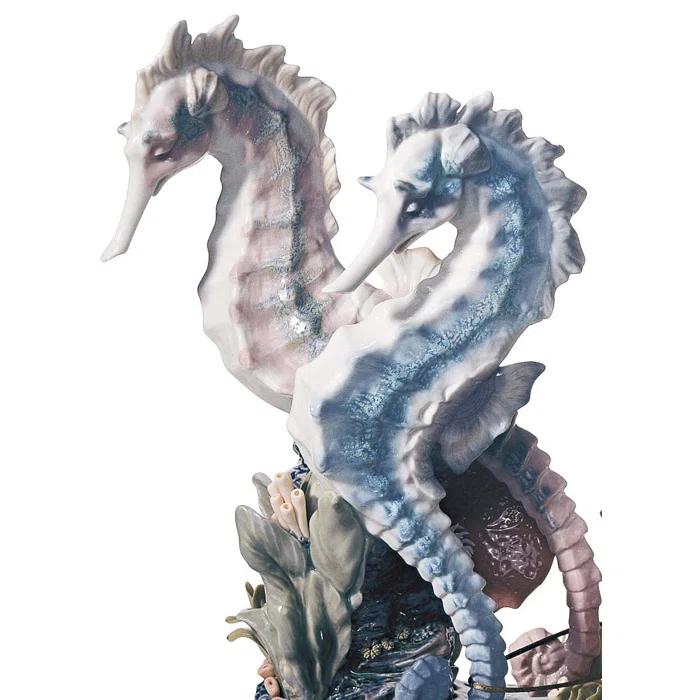 Handcrafted Porcelain Mermaid Figurine with Seahorses