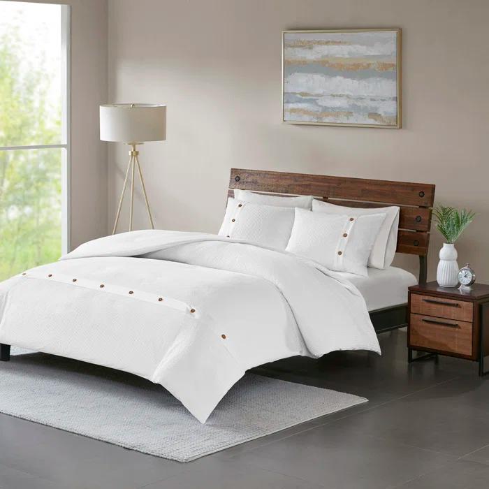 Marcus 3 Piece Cotton Waffle Weave Duvet Cover Set