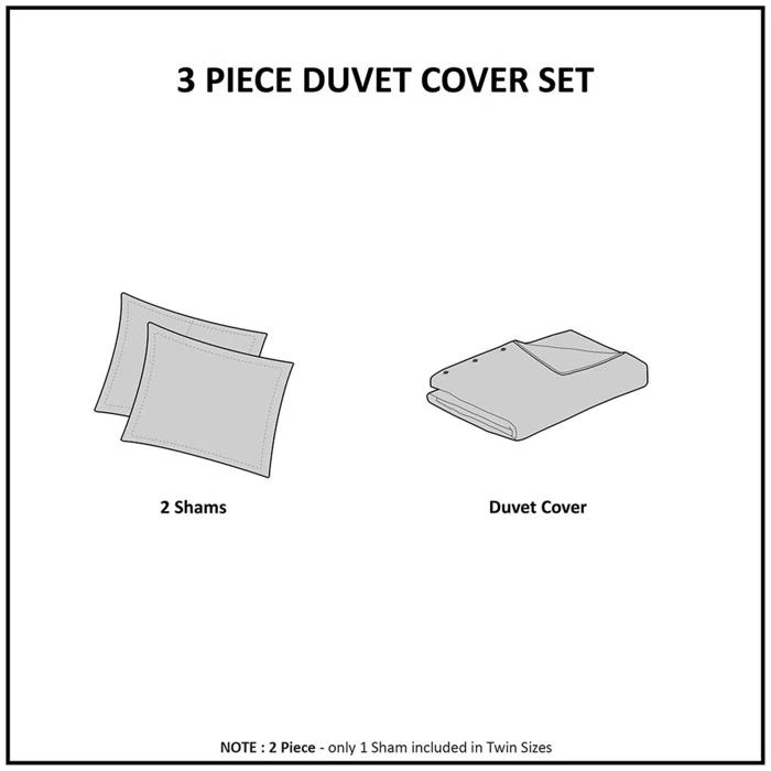 Marcus 3 Piece Cotton Waffle Weave Duvet Cover Set