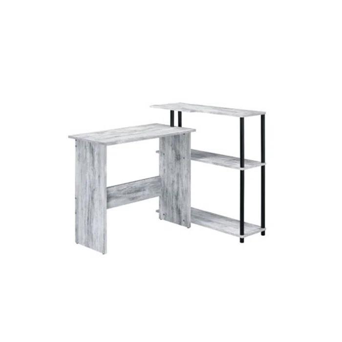 Valo L-Shaped Solid Wood Top Metal Base Writing Desk