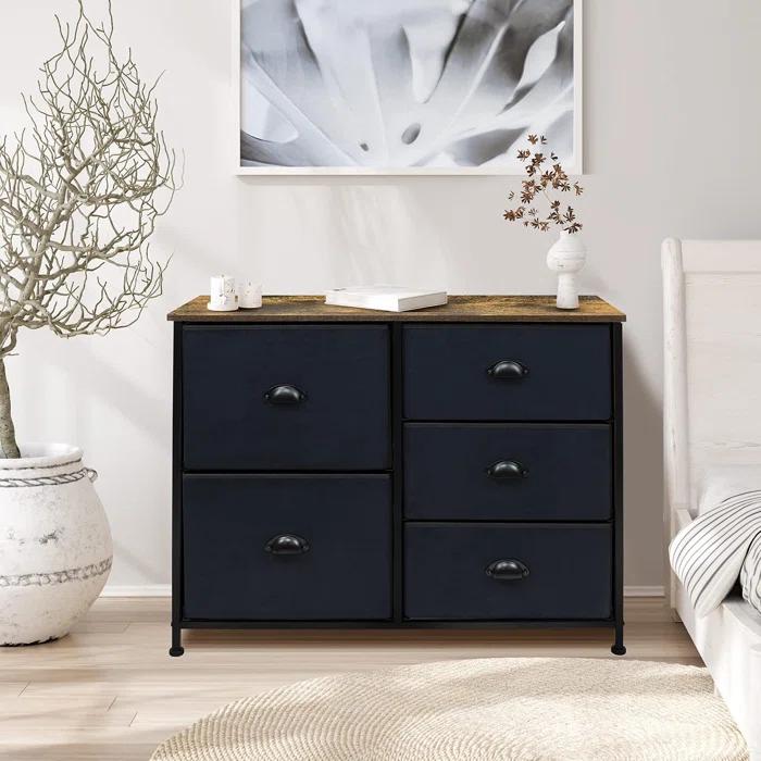 Sorbus Sorbus 5 Drawers Dresser with Steel Frame and Wood Top