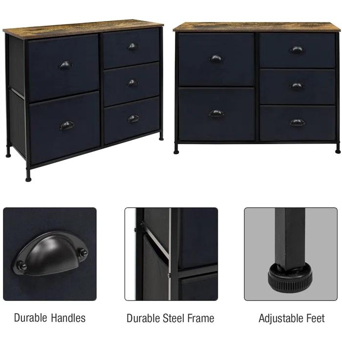Sorbus Sorbus 5 Drawers Dresser with Steel Frame and Wood Top