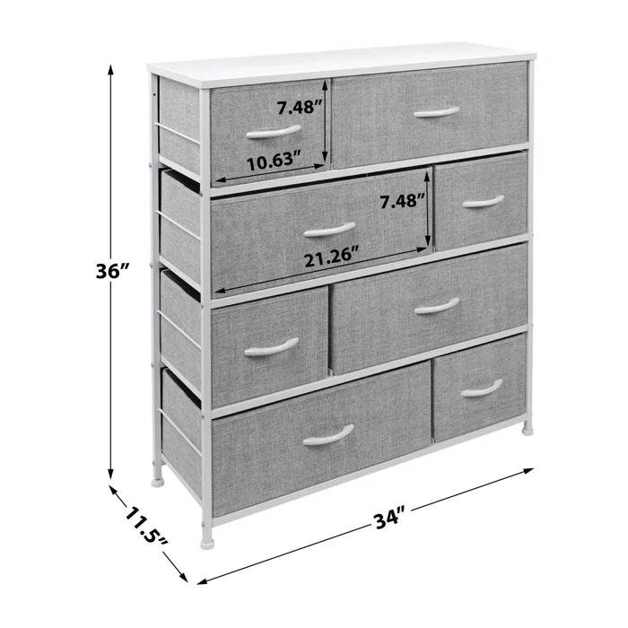 Sorbus Sorbus 8 Drawers Dresser with Steel Frame and Wood Top