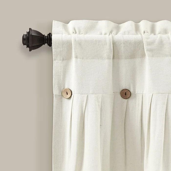 Lush Decor Linen Button Cotton Blend Tailored Window Valance