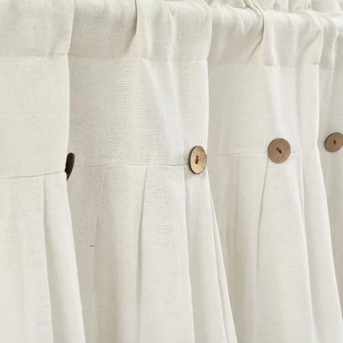 Lush Decor Linen Button Cotton Blend Tailored Window Valance