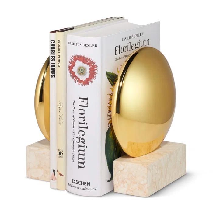 Constantin Mid-Century Modern Stone Non-Skid Bookends (Set of 2)