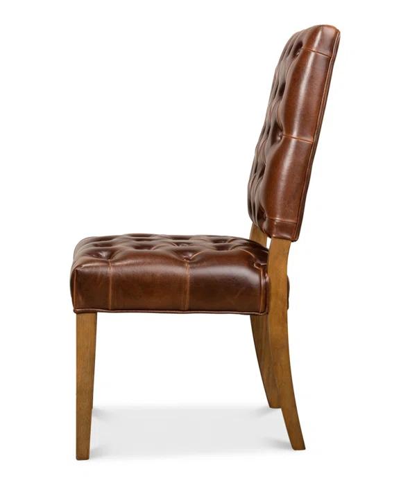 Sarreid Ltd Brady Leather Side Chair (Set of 2)
