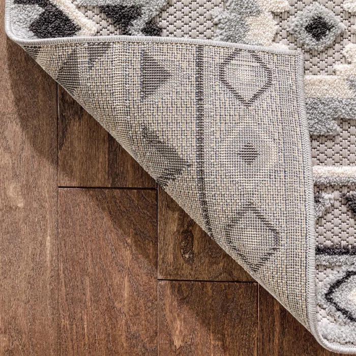 Ebern Designs Dickenson Mamba Geometric Grey Indoor/Outdoor Hi-Lo Area Rug