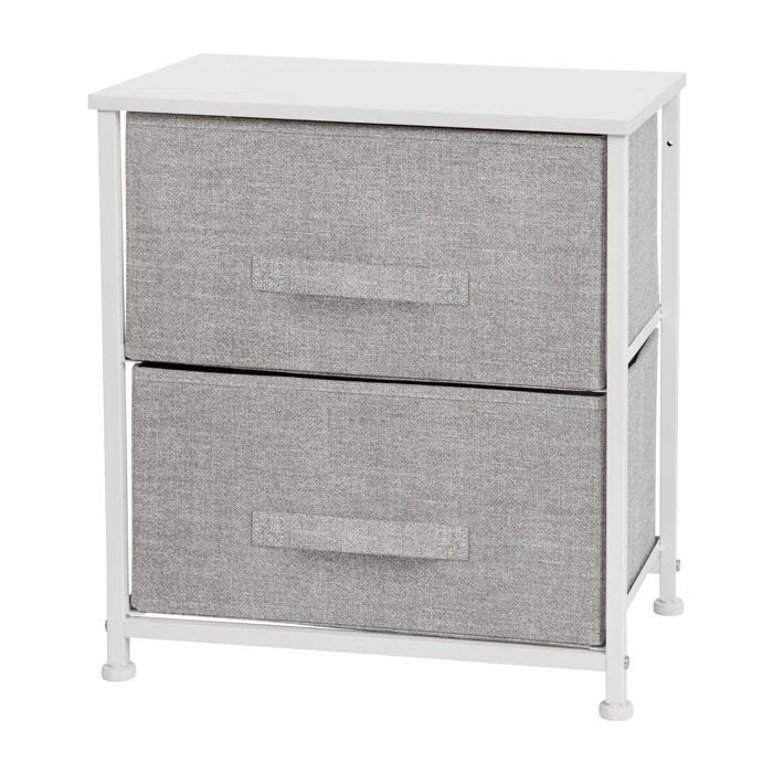 Flash Furniture Malone 2 Drawer Storage Stand with Wood Top & Fabric Pull Drawers