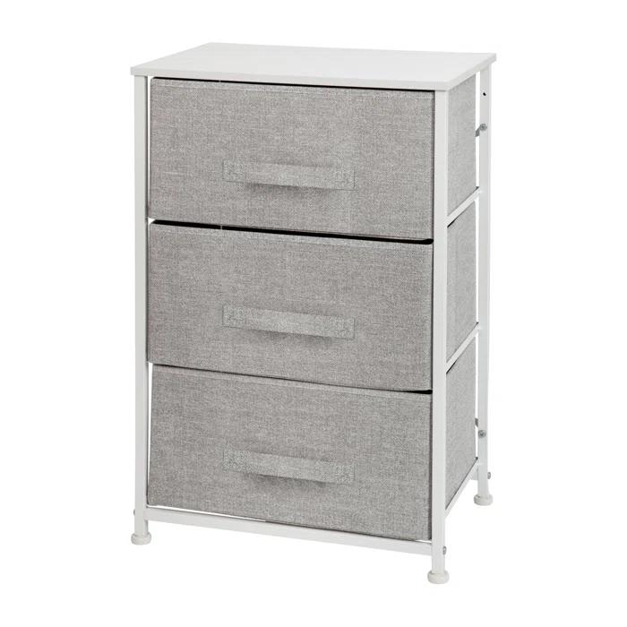 Flash Furniture Malone 3 Drawer Vertical Storage Dresser with Wood Top & Fabric Pull Drawers