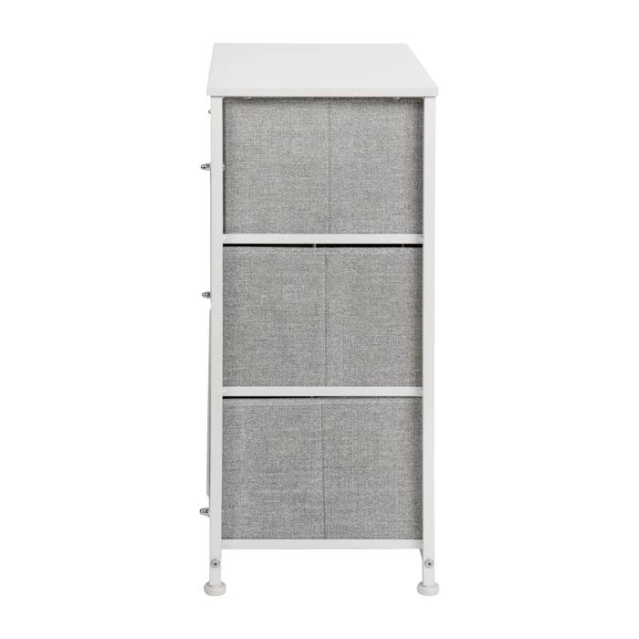 Flash Furniture Malone 3 Drawer Vertical Storage Dresser with Wood Top & Fabric Pull Drawers