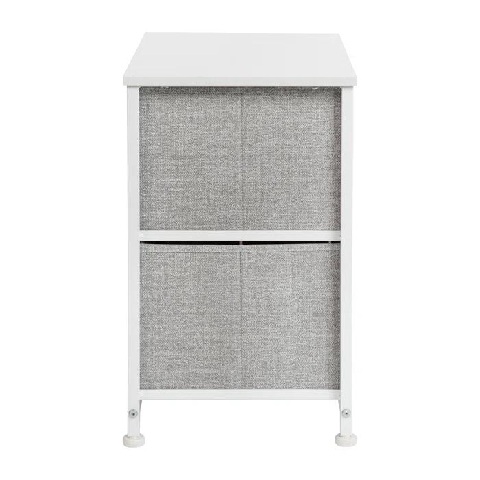 Flash Furniture Malone 2 Drawer Storage Stand with Wood Top & Fabric Pull Drawers