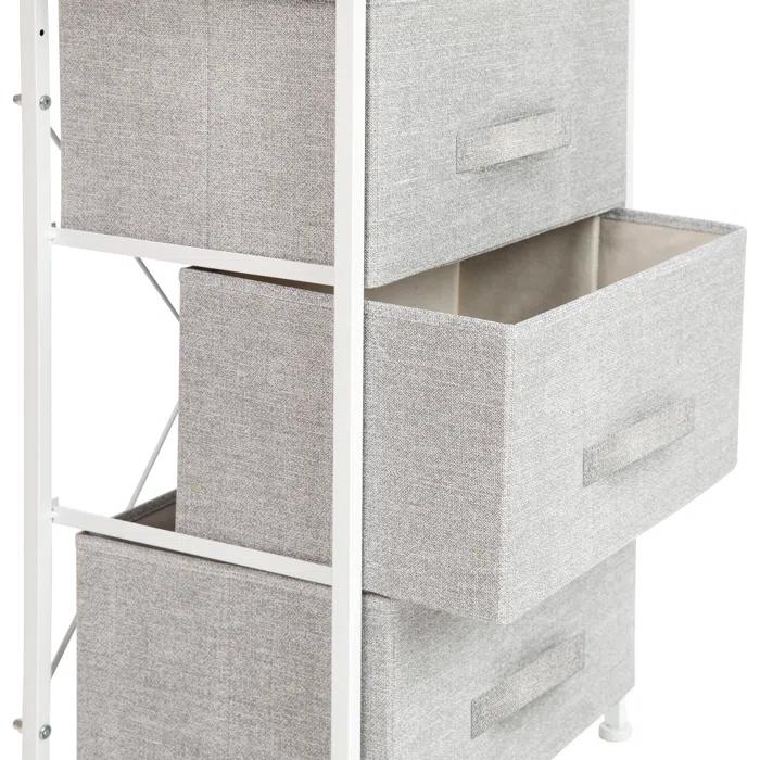 Flash Furniture Malone 3 Drawer Vertical Storage Dresser with Wood Top & Fabric Pull Drawers
