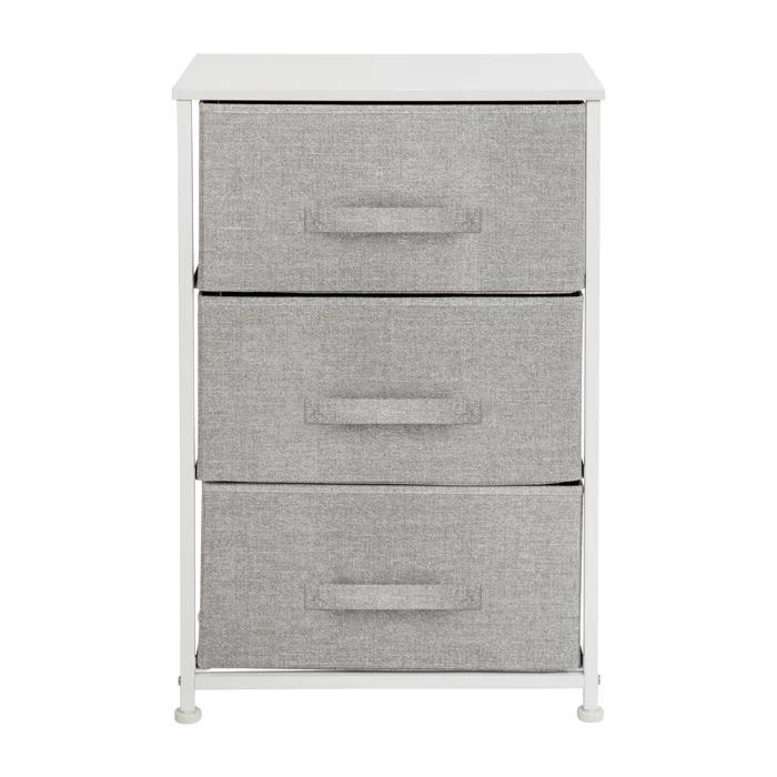 Flash Furniture Malone 3 Drawer Vertical Storage Dresser with Wood Top & Fabric Pull Drawers
