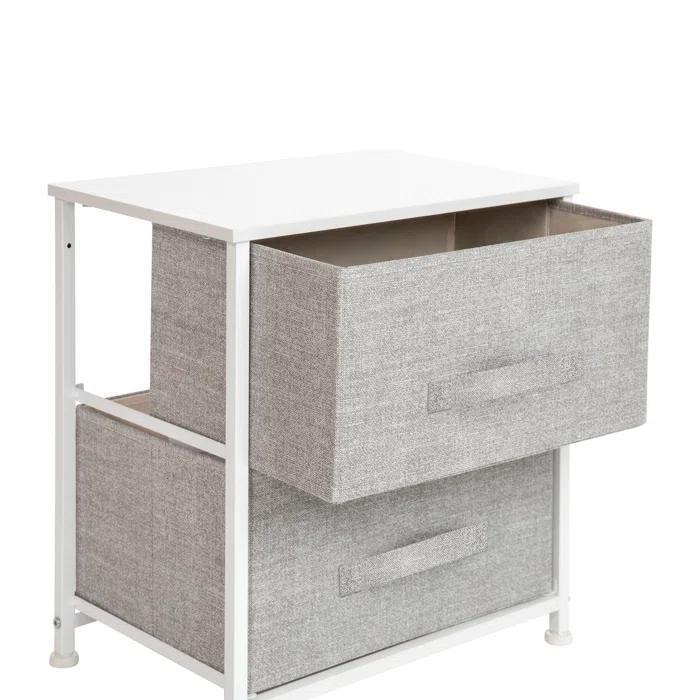 Flash Furniture Malone 2 Drawer Storage Stand with Wood Top & Fabric Pull Drawers