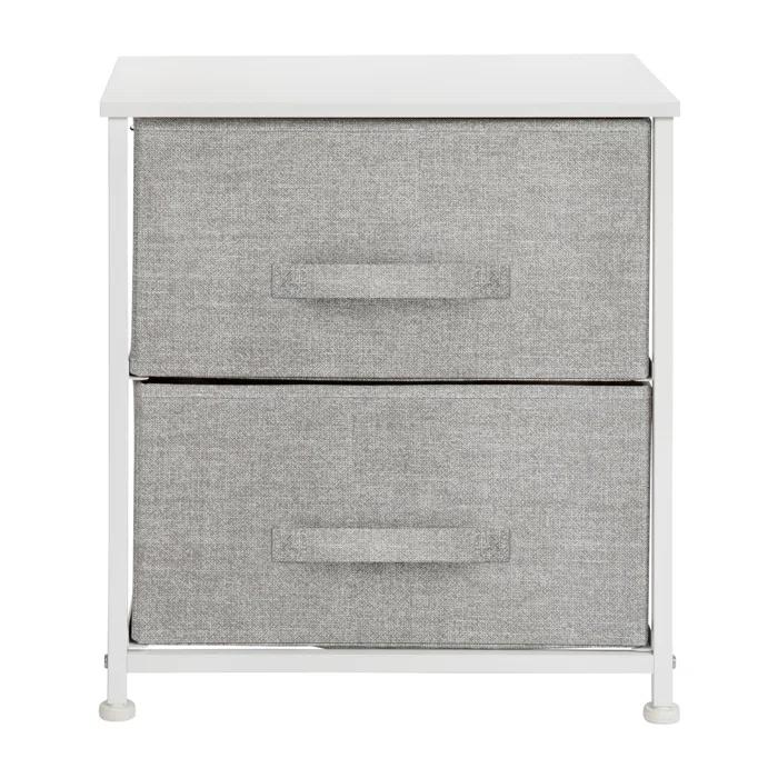 Flash Furniture Malone 2 Drawer Storage Stand with Wood Top & Fabric Pull Drawers