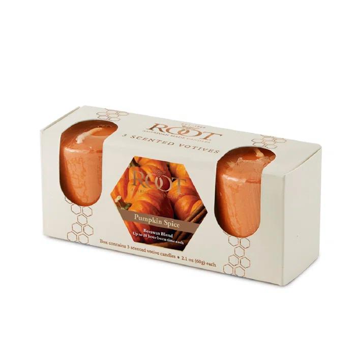Root Candles Pumpkin Spice Scented Votive Candle (Set of 3)