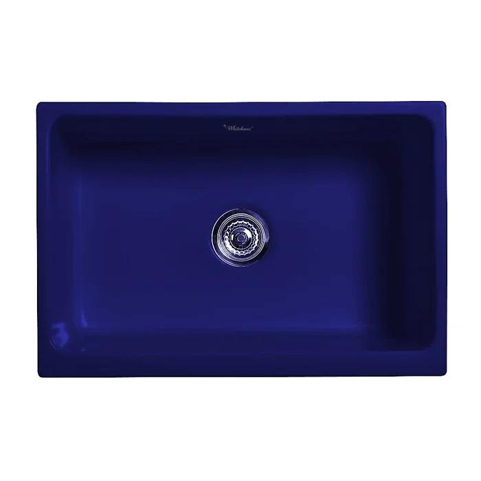 Whitehaus Collection 30” Reversible Single Bowl Fireclay Kitchen Sink: Beveled, Lip Front Apron