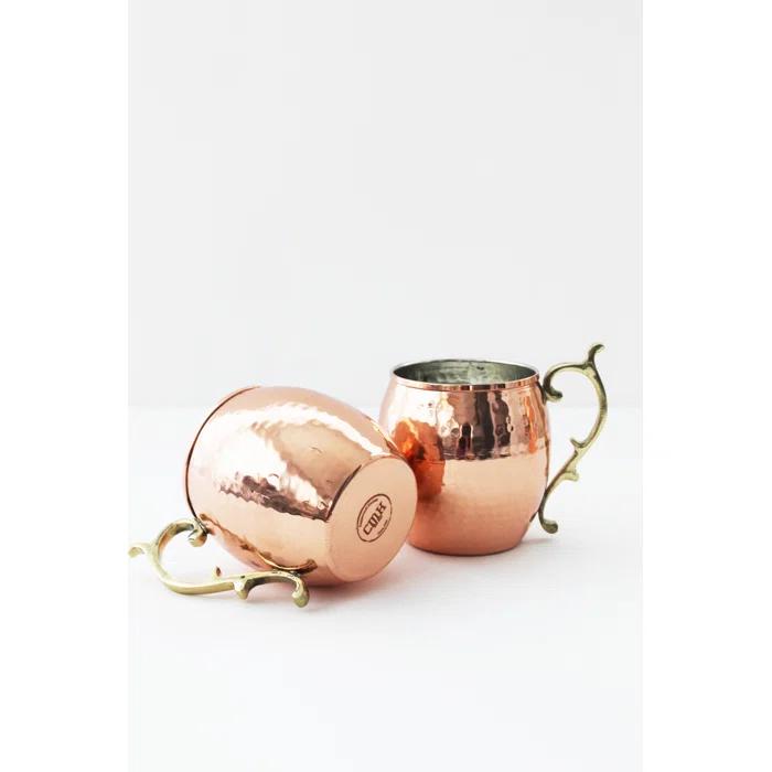 Maithil Art Handcrafted Hammered Moscow Mule Solid Copper Mug / Cup, 16 Ounce, Set of 4