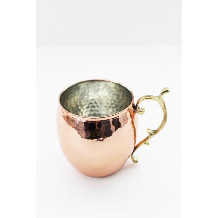 Maithil Art Handcrafted Hammered Moscow Mule Solid Copper Mug / Cup, 16 Ounce, Set of 4