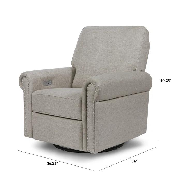 Namesake Linden Electronic Recliner and Swivel Glider in Eco-Performance Fabric with USB port & Reviews | Birch Lane