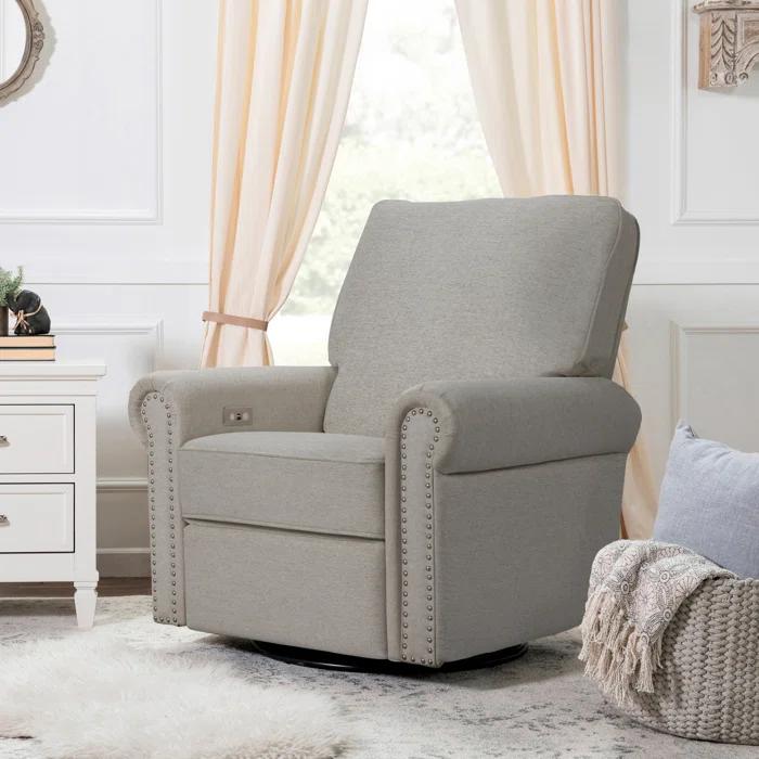 Namesake Linden Electronic Recliner and Swivel Glider in Eco-Performance Fabric with USB port & Reviews | Birch Lane