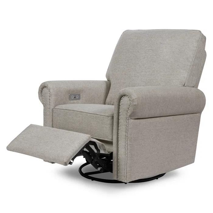 Namesake Linden Electronic Recliner and Swivel Glider in Eco-Performance Fabric with USB port & Reviews | Birch Lane