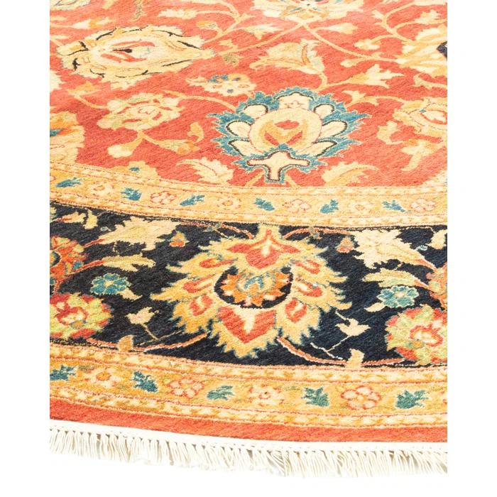Isabelline Veeru One-of-a-Kind 9' 1" X 9' 1" 2010s Round Wool Area Rug in Orange