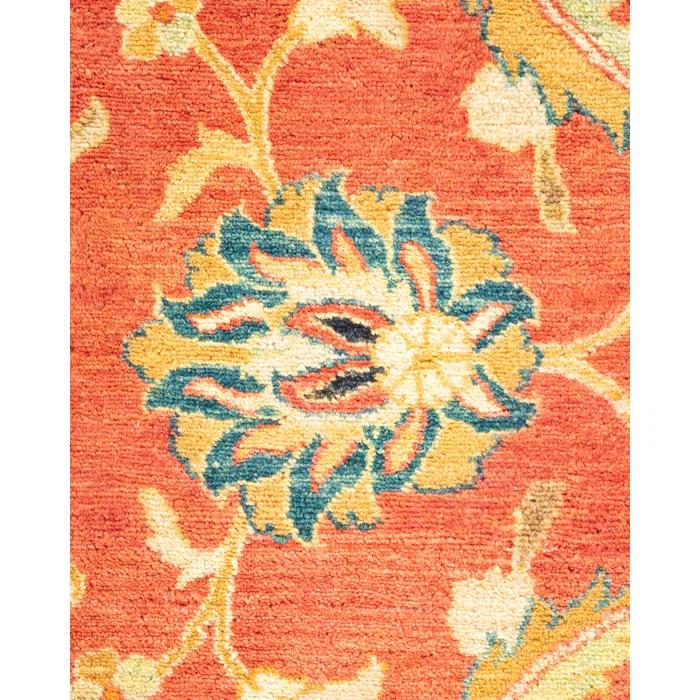 Isabelline Veeru One-of-a-Kind 9' 1" X 9' 1" 2010s Round Wool Area Rug in Orange
