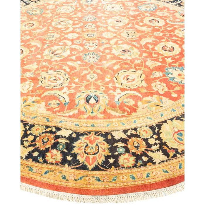 Isabelline Veeru One-of-a-Kind 9' 1" X 9' 1" 2010s Round Wool Area Rug in Orange