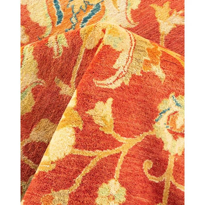 Isabelline Veeru One-of-a-Kind 9' 1" X 9' 1" 2010s Round Wool Area Rug in Orange