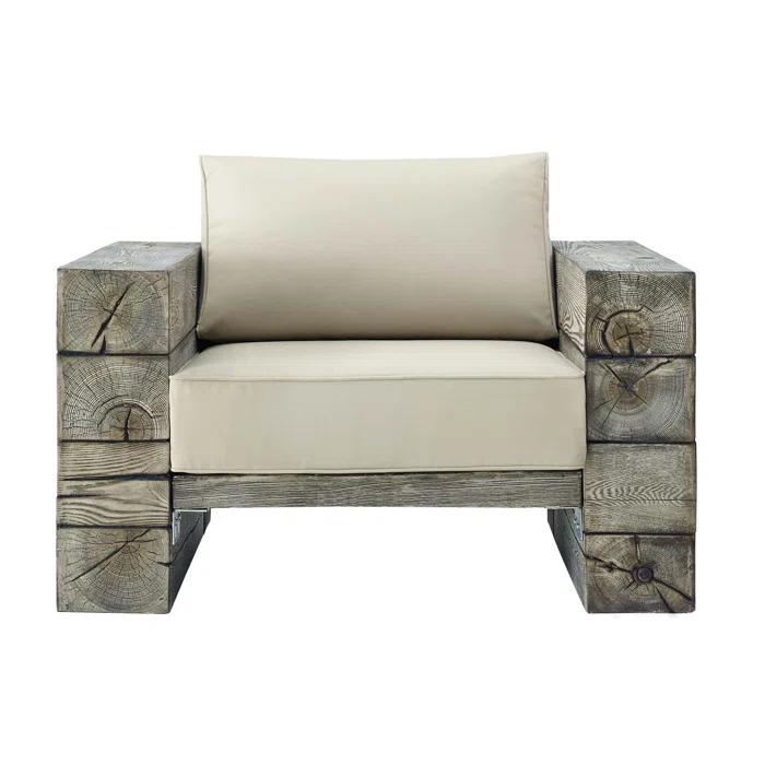 Modway Manteo Rustic Coastal Outdoor Patio Lounge Armchair by Modway