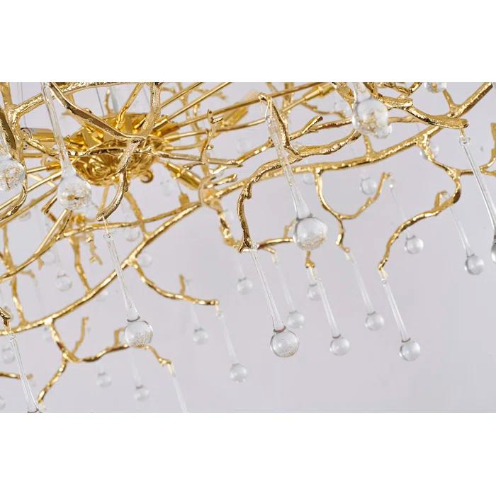 Brass and Crystal 14-Light Plug-in Chandelier