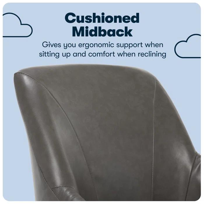 Serta Leighton Mid-Back Office Chair with Chrome Nailheads, Memory Foam Cushion, Padded Armrests