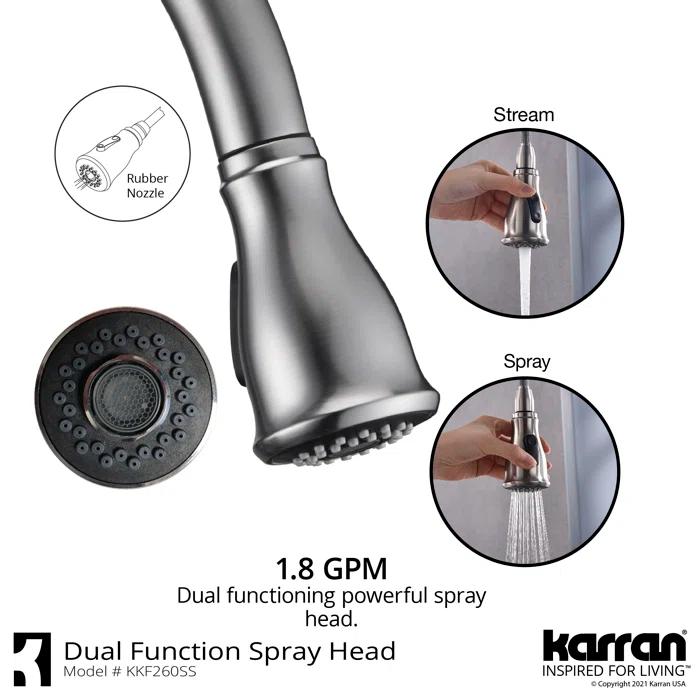 Karran Hillwood Single Handle Pull Down Sprayer Kitchen Faucet
