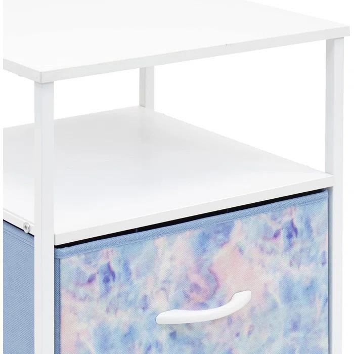 Sorbus 1 Drawer and Shelves Nightstand with Steel Frame, Wood Top & Fabric Bins in Tie Dye & Reviews | Wayfair