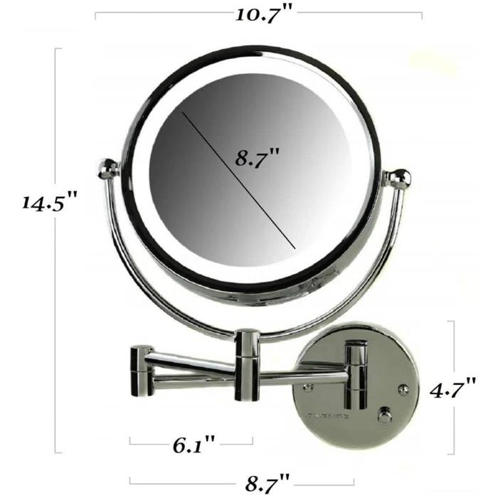 Ovente Wall Mounted Vanity Makeup Mirror 8.5 Inch with 7X Magnification and Natural LED Lights, Double-Sided with Hardwired Electrical Connection