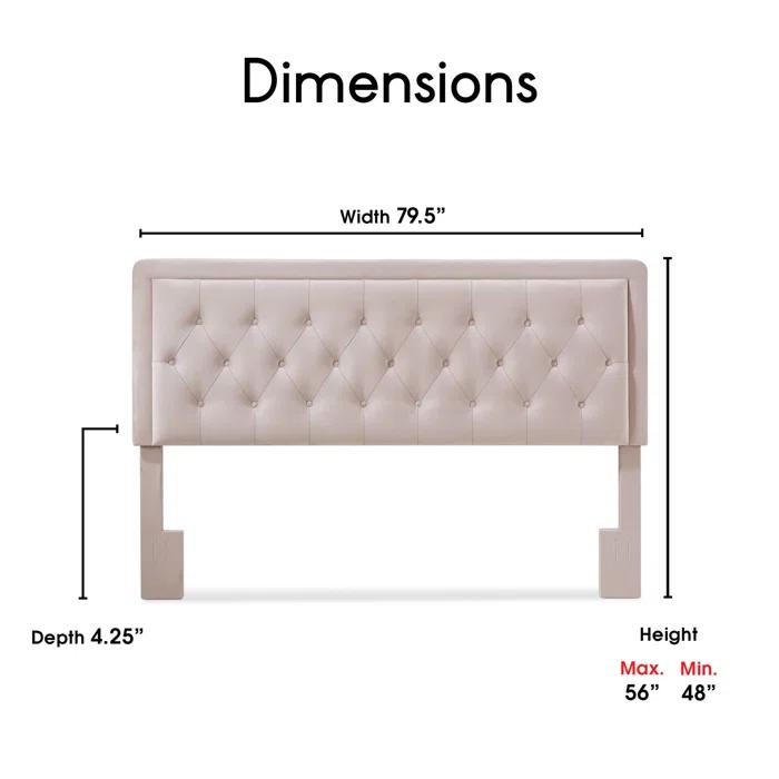 Elle Decor Amery Elle Décor Diamond Stitched Tufted Headboard with Padded Button-Tufting