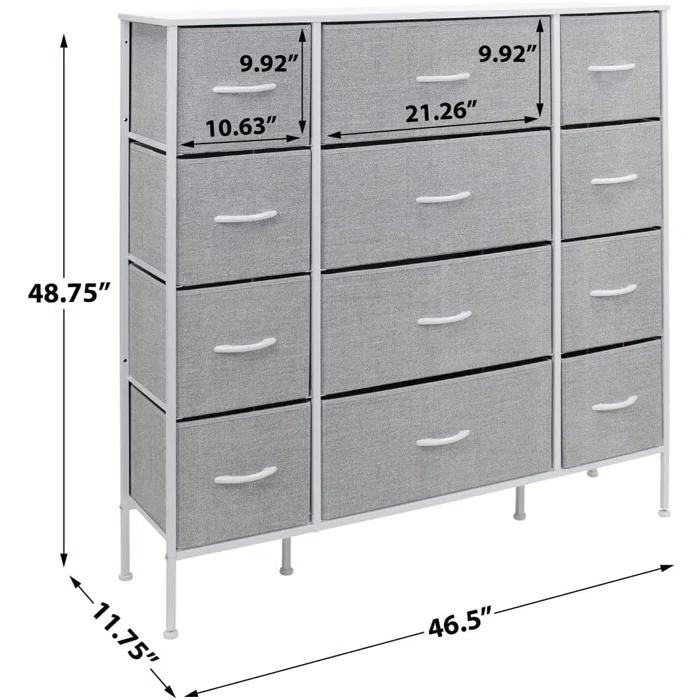 Sorbus Sorbus 12 Drawers Dresser with Steel Frame and Wood Top