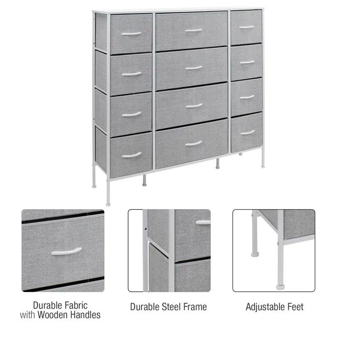 Sorbus Sorbus 12 Drawers Dresser with Steel Frame and Wood Top