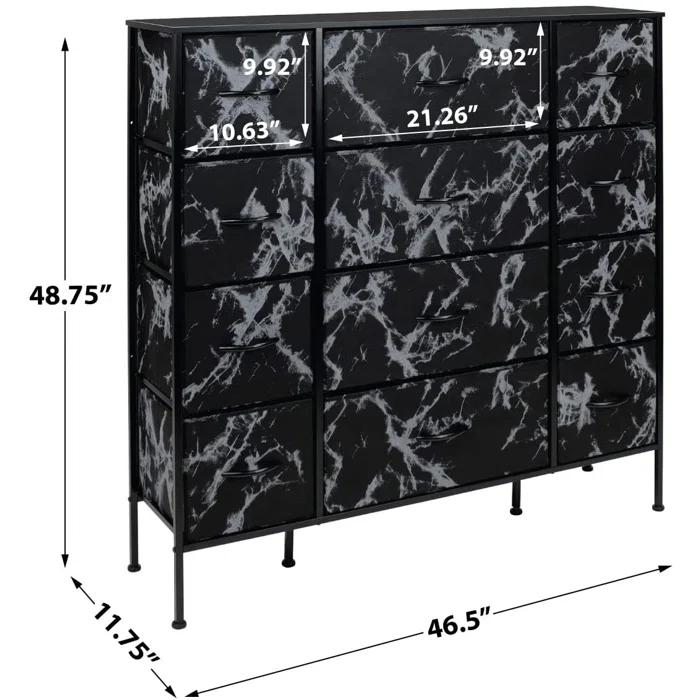 Sorbus 12 Drawers Dresser with Steel Frame and Wood Top