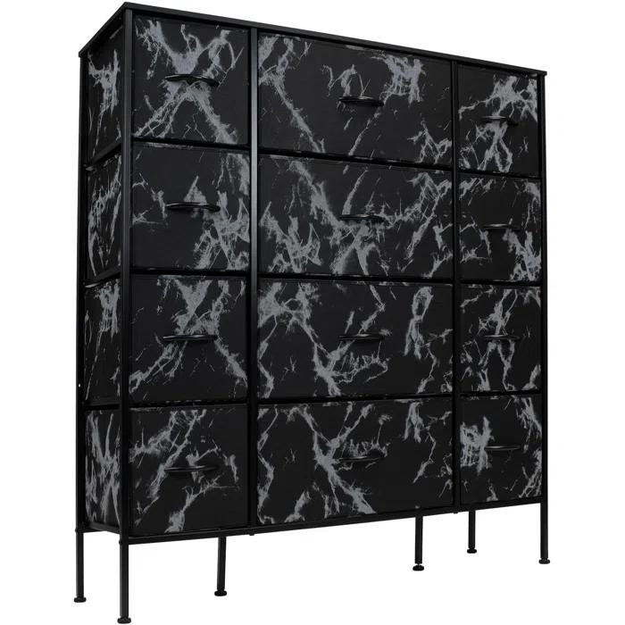 Sorbus 12 Drawers Dresser with Steel Frame and Wood Top