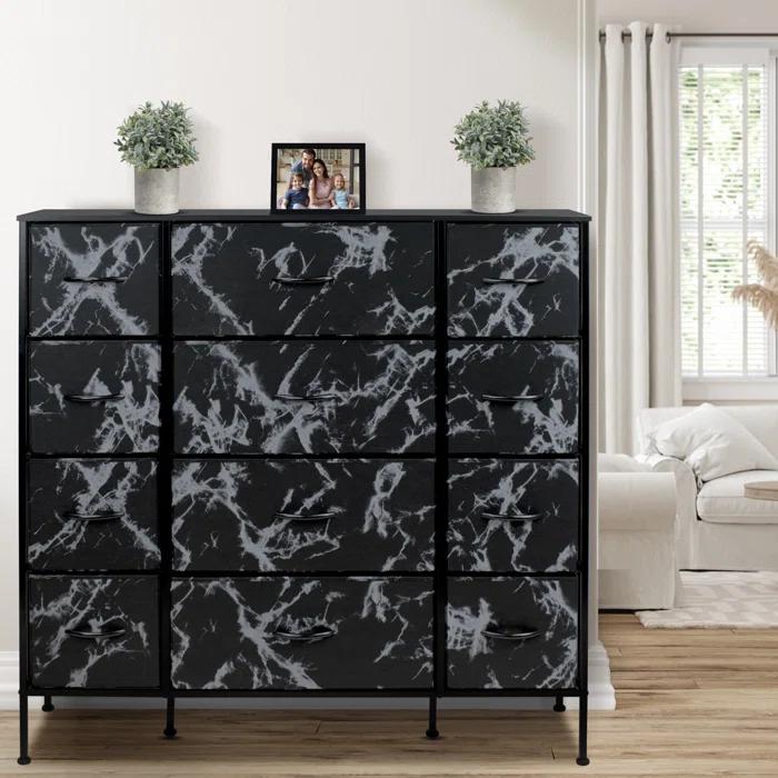 Sorbus 12 Drawers Dresser with Steel Frame and Wood Top