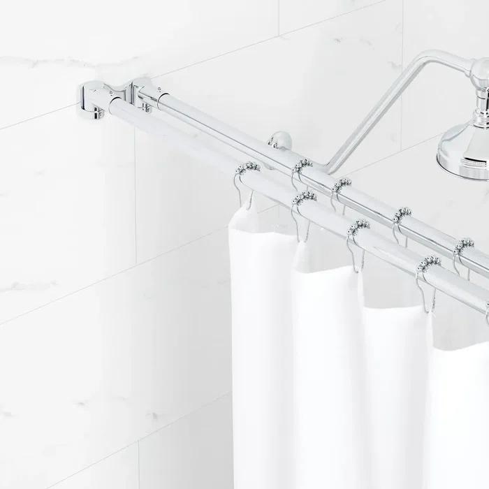 Signature Hardware 60" Brass Straight Double Bar Shower Curtain Rod