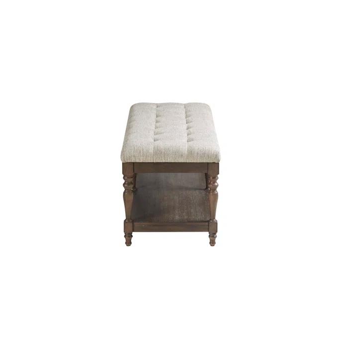 Martha Stewart Highland Tufted Accent Bench with Shelf