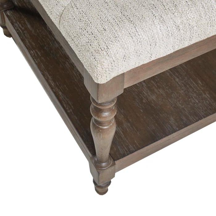 Martha Stewart Highland Tufted Accent Bench with Shelf